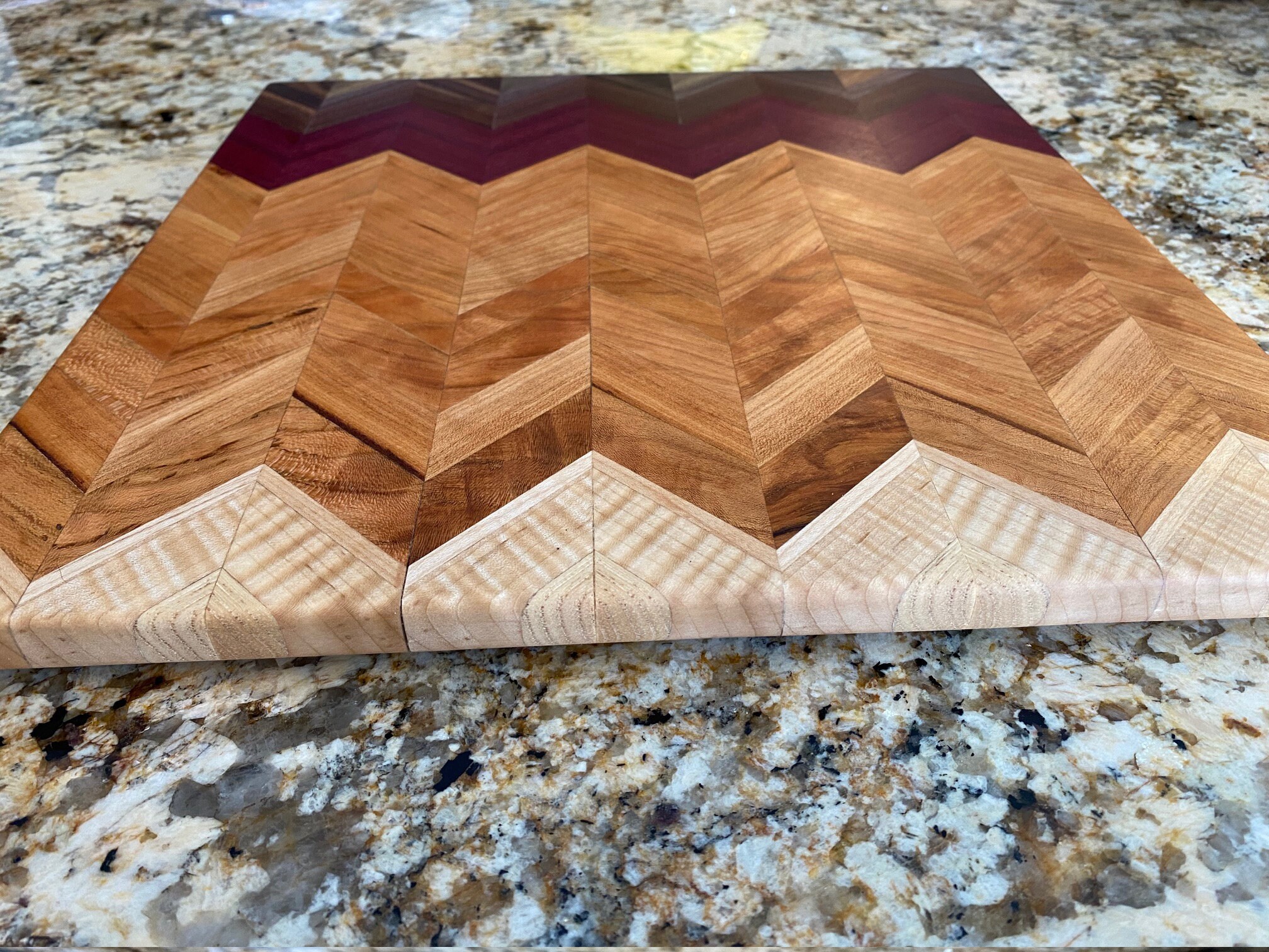 End Grain Hardwood Chevron Pattern Cutting Board Etsy