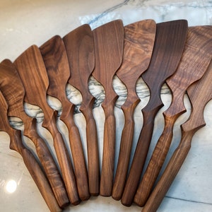 Handmade Walnut Wood Cooking Spatula Right Handed