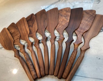 Handmade Walnut Wood Cooking Spatula Right Handed