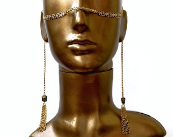 Catena per il viso in oro, gioielli per il viso, velo per il viso in oro, catena per il viso, copricapo a catena, maschera per il viso, copricapo, gioielli boho, gioielli per festival
