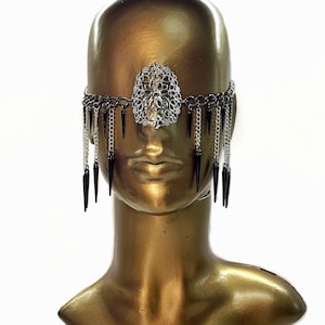 Face chain, Gothic Face Mask, Face Jewelry, Blak Face Chain, Head Chain Headpiece, Face Mask, Festival Jewelry, Face Chain Feather
