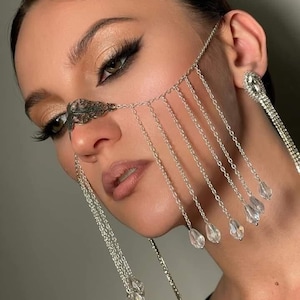 Face chain, Face jewelry, Face Veil, Headpiece, Face Mask, Boho jewelry, Festival Jewelry, Arabic style face jewelry, Burning man outfit