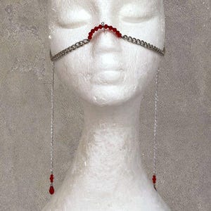 Crystal silver face chain Unique bohemian face jewelry Halloween raves face chain Tullum face jewerly Burning man nose chain Festival Outfit