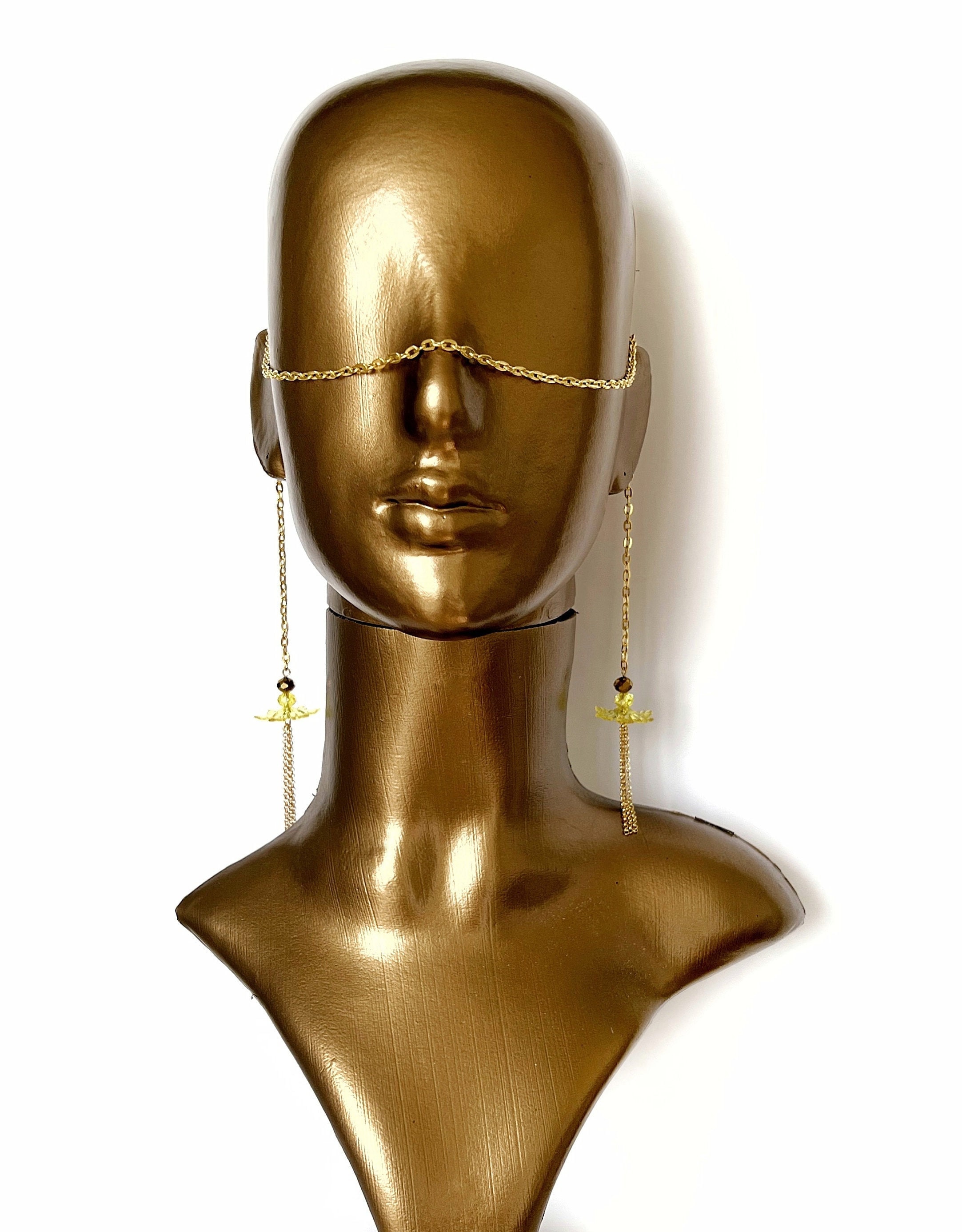Gold Face Chain, Headpiece Festival Bellydance Jewelry, Handmade ...