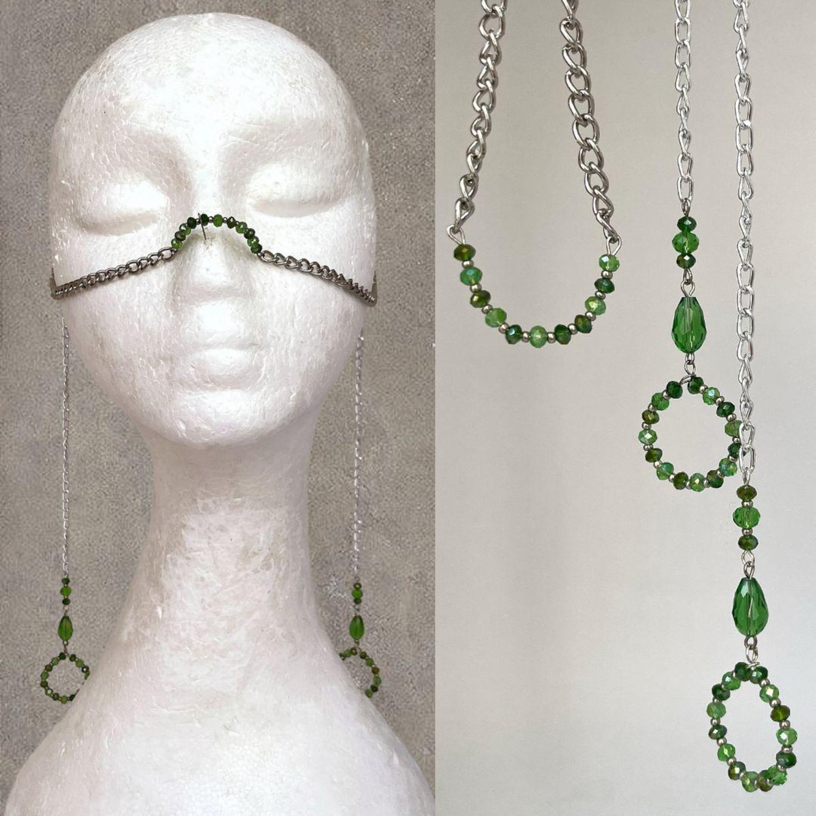 Crystal Silver Face Chain Unique Bohemian Face Jewelry Halloween Raves ...
