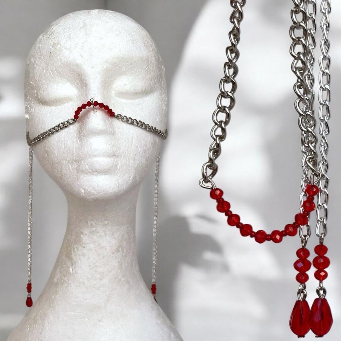 Crystal Face Chain Unique Silver Bohemian Face Jewelry Halloween Raves ...