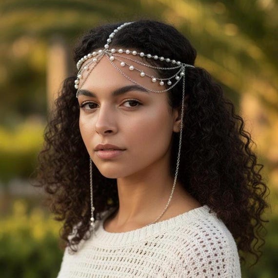 Tikka Headpiece Silver Pearl