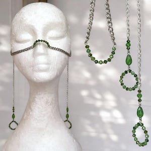 Crystal face chain, Fairycore Rave Accessory, Unique silver bohemian face jewelry, Tullum festival face jewelry, Burning Man Costume Jewelry