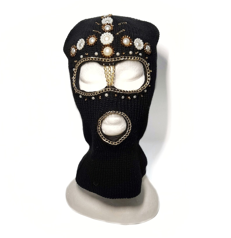 Ski Mask Rave Crystal Mask, Embroidery Balaclava, Ski Mask Balaclava
