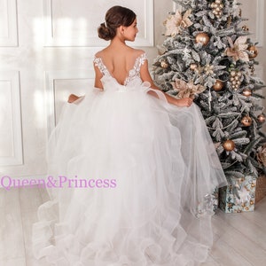 Tulle flower girl dress, Tutu flower girl dress, First communion, Birthday dress, Lace girl dress, Wedding flower girl dress, Girl dresses