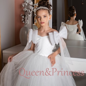 Ivory Flower Girl Dress, Flower Girl Dress With Glitter, Tulle Girl Dress, Toddler Flower Girl Dress, Birthday Dress, Girl Dress Tutu