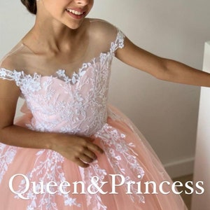Flower girl dress, Tulle flower girl dress, Lace girl dress, Girl dress white, Flower girl dress baby, Baptism dress