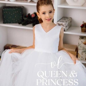 Satin girl dress with tutu tulle skirt for special occasions sleeveless V-neck open back girl party dress flower girl dress with open back