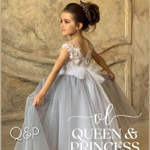 Lace wedding dress flower girl Tulle baby girl flower dress First communion girl dress Rustic flower girl dress Little girl toddler dress