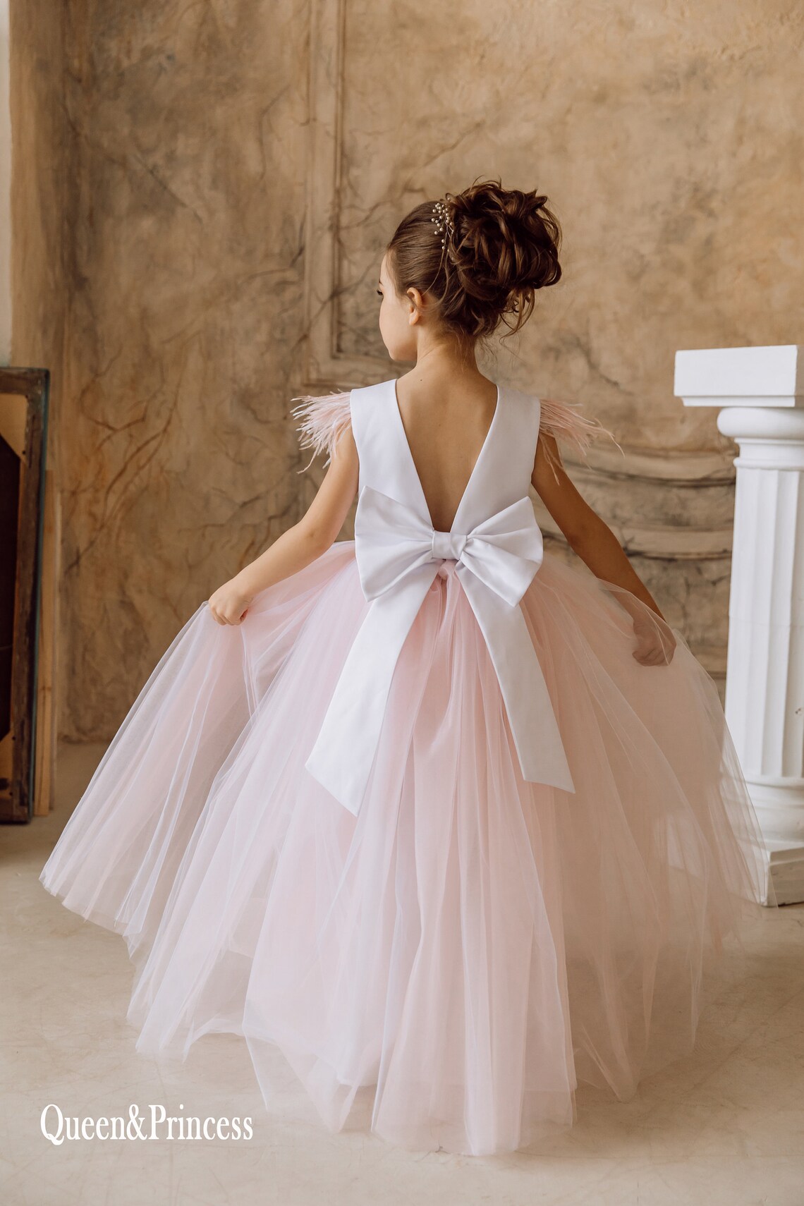 Flower Girl Dress Blush Flower Dress Tulle Flower Girl Etsy