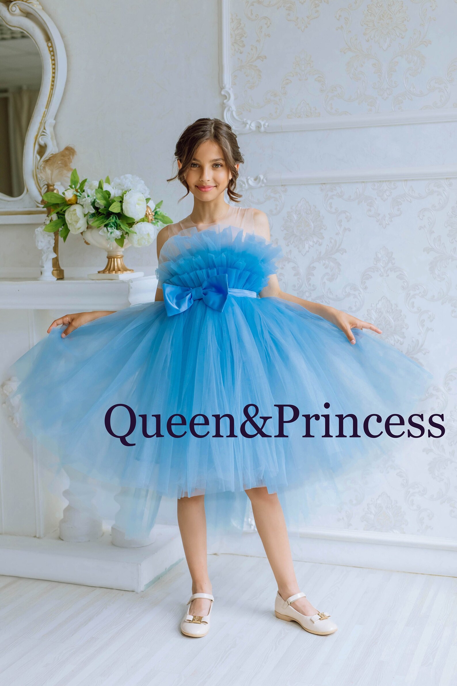 Christmas Eve Girl Dress Flower Girl Dress Blue Tulle Girl Etsy