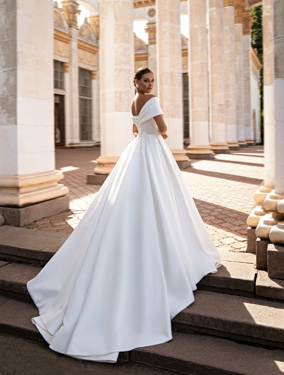 Off the Shoulder Wedding Dress Classic Wedding Dress Ivory - Etsy