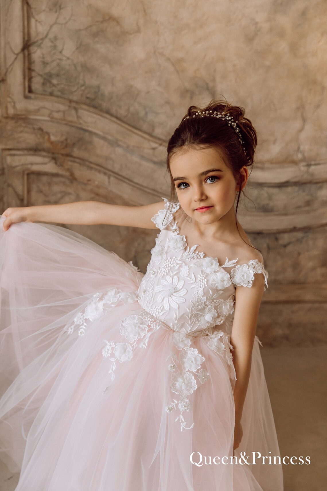 Blush Flower Girl Dress Flower Girl Dress Lace Tutu Girl Etsy