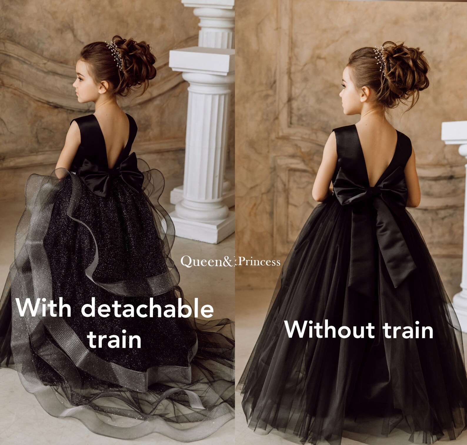Flower Girl Dress Train Satin Girl Dresses Flower Girl Dress Etsy