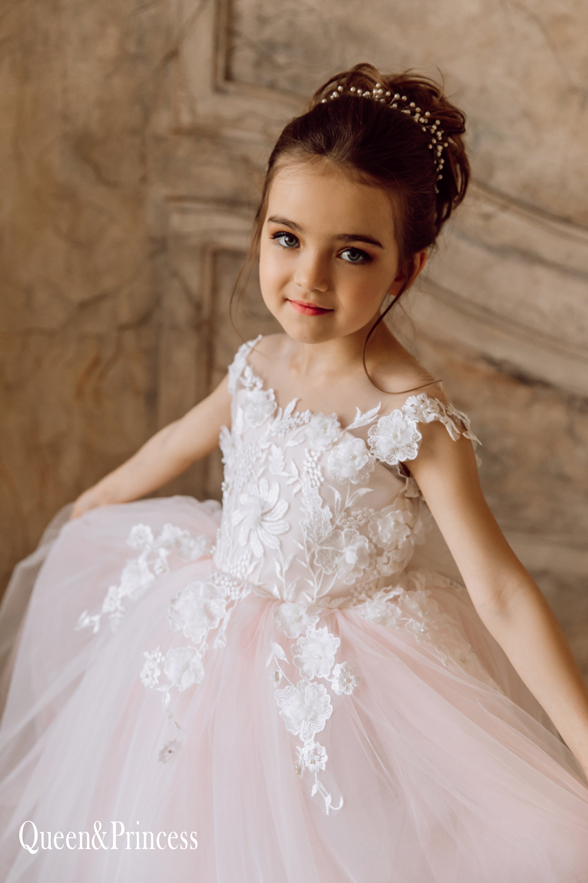 Blush Flower Girl Dress Flower Girl Dress Lace Tutu Dress Etsy