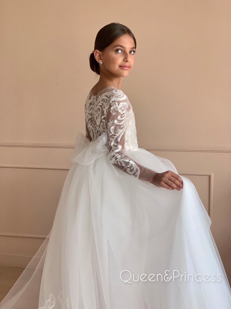 Flower Girl Dress Long Sleeve Flower Girl Dress Lace Flower Etsy