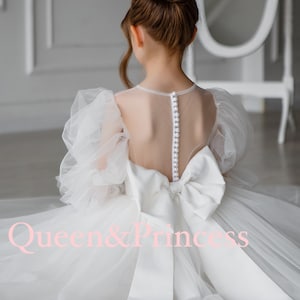 Flower girl dress, Tulle girl dress, First communion dress, Toddler wedding dress, Tutu girl dresses, Kids formal dress