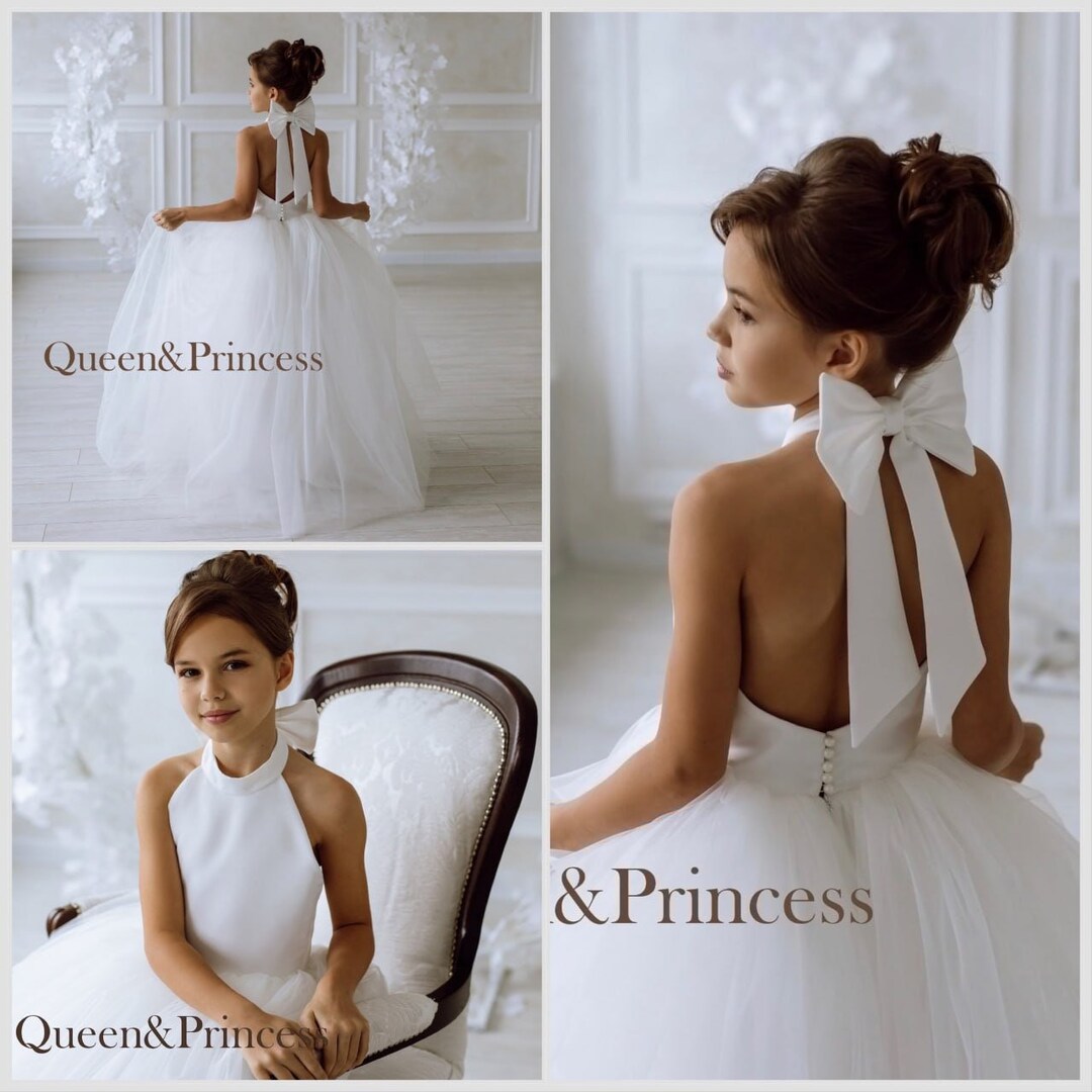 Latest A-line Satin Flower Girl Dress with Bow
