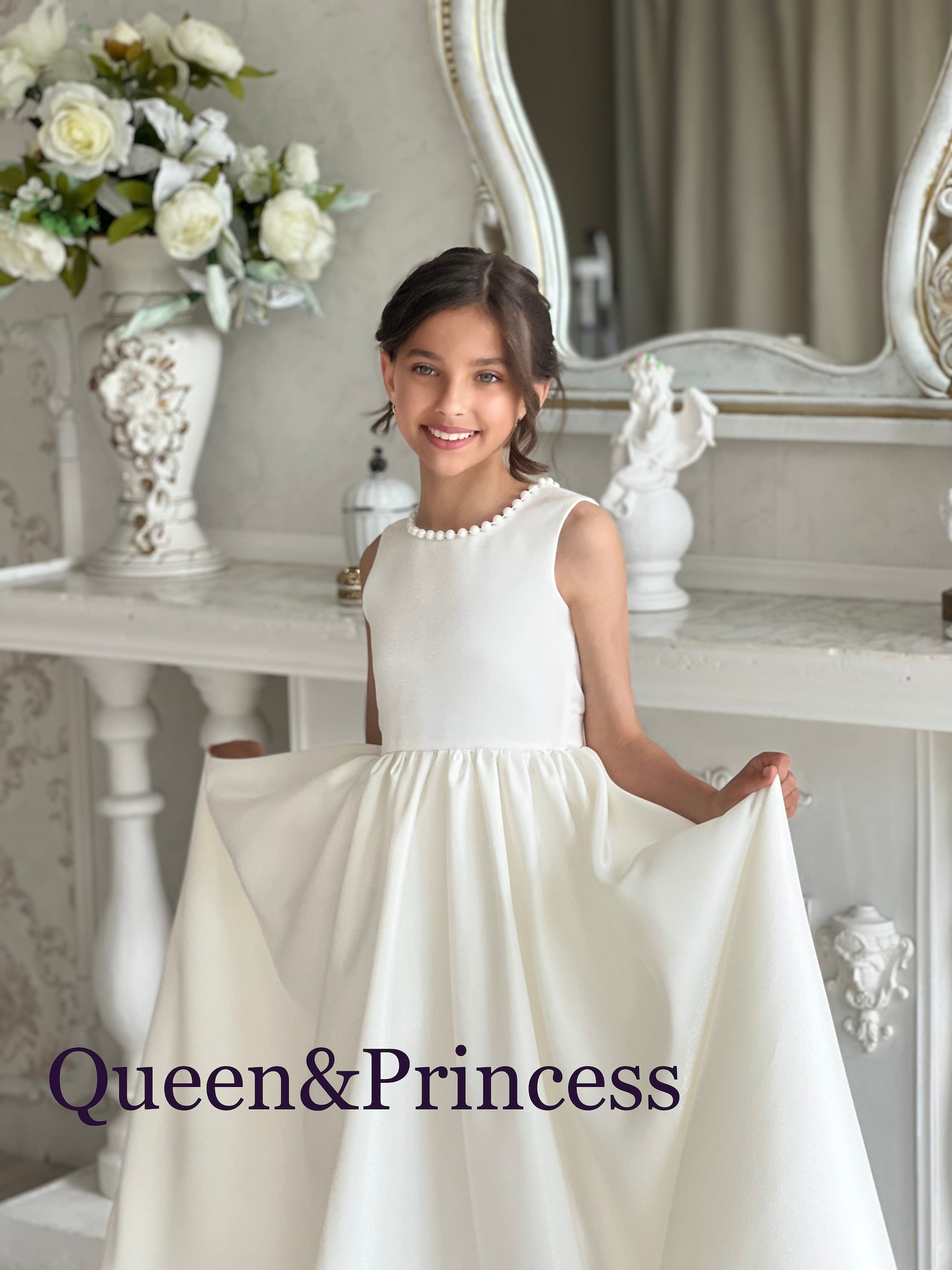 Satin Flower Girl Dress Elegant Girl Dress Flower Girl Dress Etsy — free download