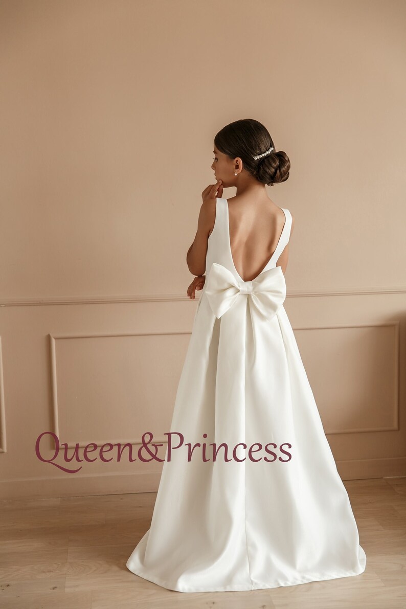 Ivory Satin Ruffle Organza Skirt TUTU Princess Flower Girl Dress main image 1