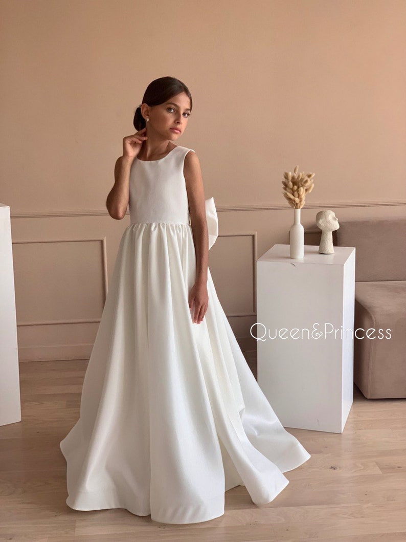 Flower Girl Dress Long Girl Dress Wedding Flower Girl Dress Etsy