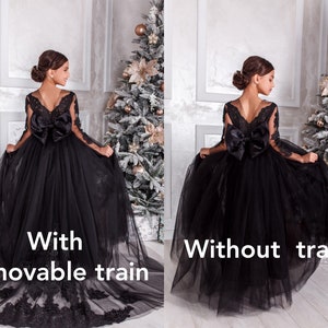 Flower girl dress black, Dress for photoshoot, Tulle girl dress, Baby flower dress, Flower girl dress tutu,  Ball gown Birthday dress