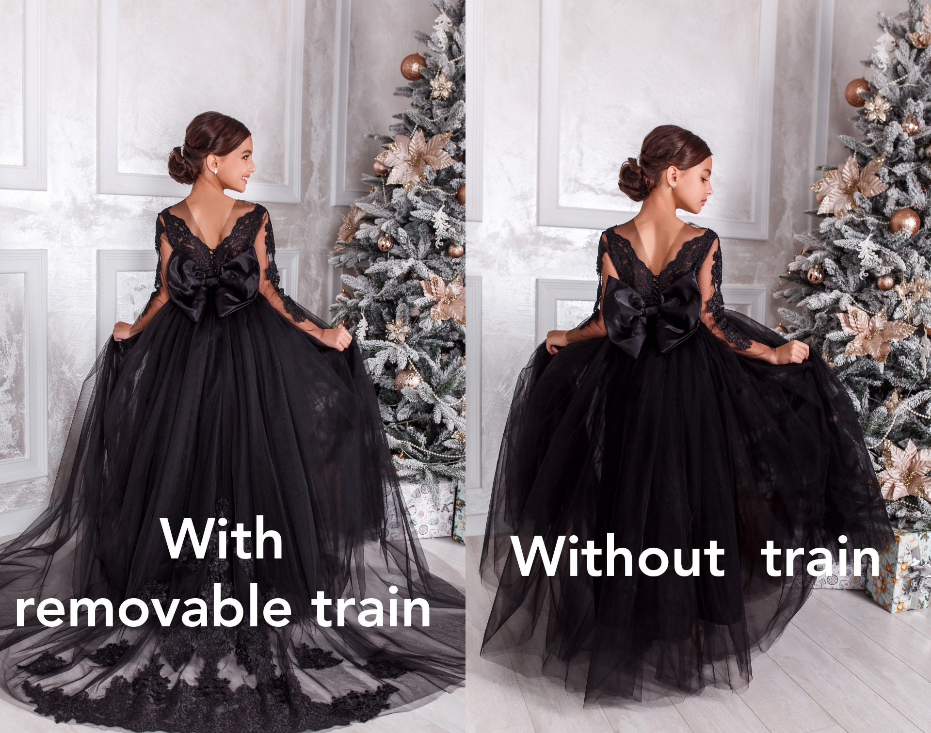 Flower girl dress black, Dress for photoshoot, Tulle girl dress, Baby flower dress, Flower girl dress tutu,  Ball gown Birthday dress