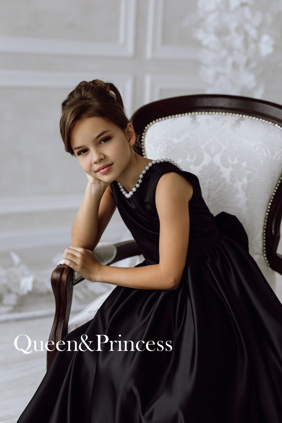 RainKids Little Girls Blush Pearl Hi-Low Satin Tulle Flower Girl Dress 2-6 main image 0