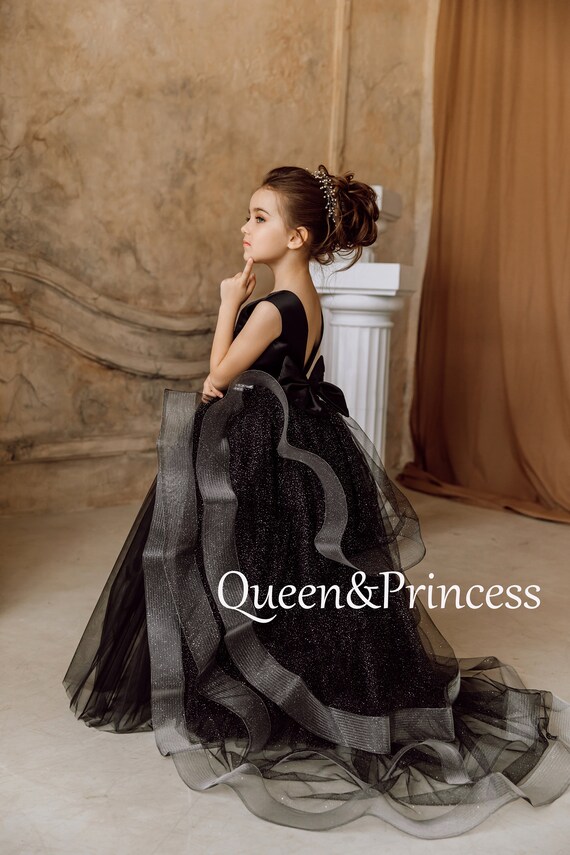 Satin Girl Dress Dress for Photoshoot Black Flower Girl Dress Tutu Flower Girl Dress Tulle Girl Dresses Flower Girl Dress With Train Etsy Canada