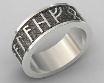 Heren Viking Elder Futhark Runes Ring