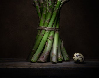 Photography Fine Art Print - Asparagus and quail egg Still Life