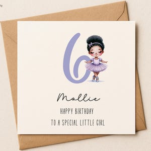 Biglietto di auguri di compleanno personalizzato con ballerina lilla per bambina, per qualsiasi età, per figlia, nipote o nipote – Offerta 4 per 10 sterline