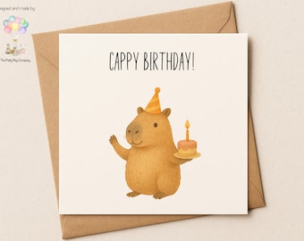 Capybara Birthday Card - Cute Animal Greeting Card For Women, Blank Inside With Envelope