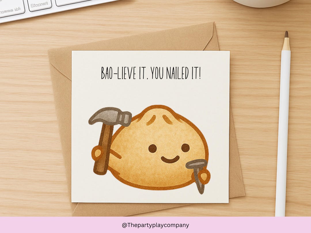 Funny Bao Congratulations Card: You Nailed It! Food Pun - Etsy