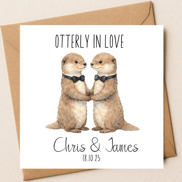 Biglietto di auguri personalizzato per matrimonio gay: Otterly in Love, Due Sposi, Coppia dello stesso sesso