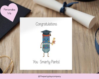 Funny Smarties Graduation Card – Pun Congratulations