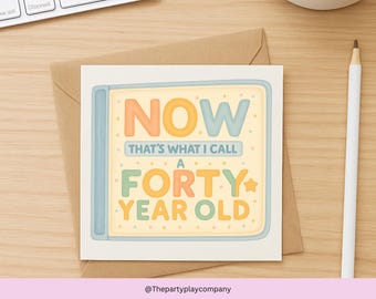 Funny 40th Birthday Card: Retro Music Album Design