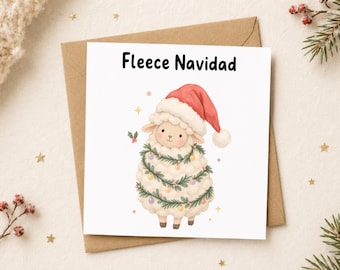 Funny Sheep Christmas Card – Fleece Navidad