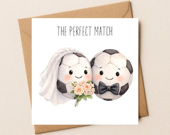 Football Wedding Card | Bride Groom Couple, Sporty Newlywed Greeting (6x6 Inch)