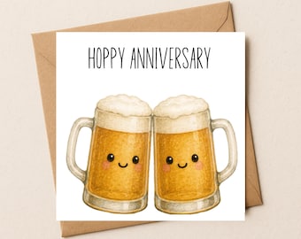 Hoppy Anniversary Beer Card for Couples, Funny Pint Love Greeting Card