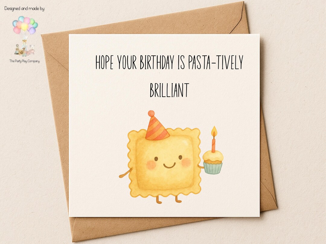 Funny Pasta Birthday Card: Smiling Ravioli Pun - Etsy