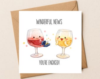 Wein-Verlobungskarte | Winderful News, Lustiger Vorschlag Gruß 6 x 6 Inch