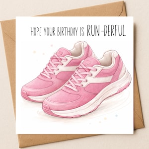 Running Birthday Card, Watercolor Trainers, Fitness Greeting, Jogger Gift