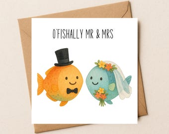 Goldfish Wedding Card: O'fishally Mr & Mrs, Couple Greeting Card