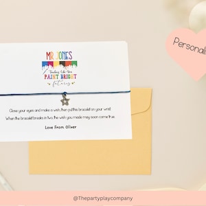 Teacher Wish Bracelet – &quot;Teachers Like You Paint Bright Futures&quot; – Teacher Gift, Thank You, End of Year, Appreciation, Small Gift